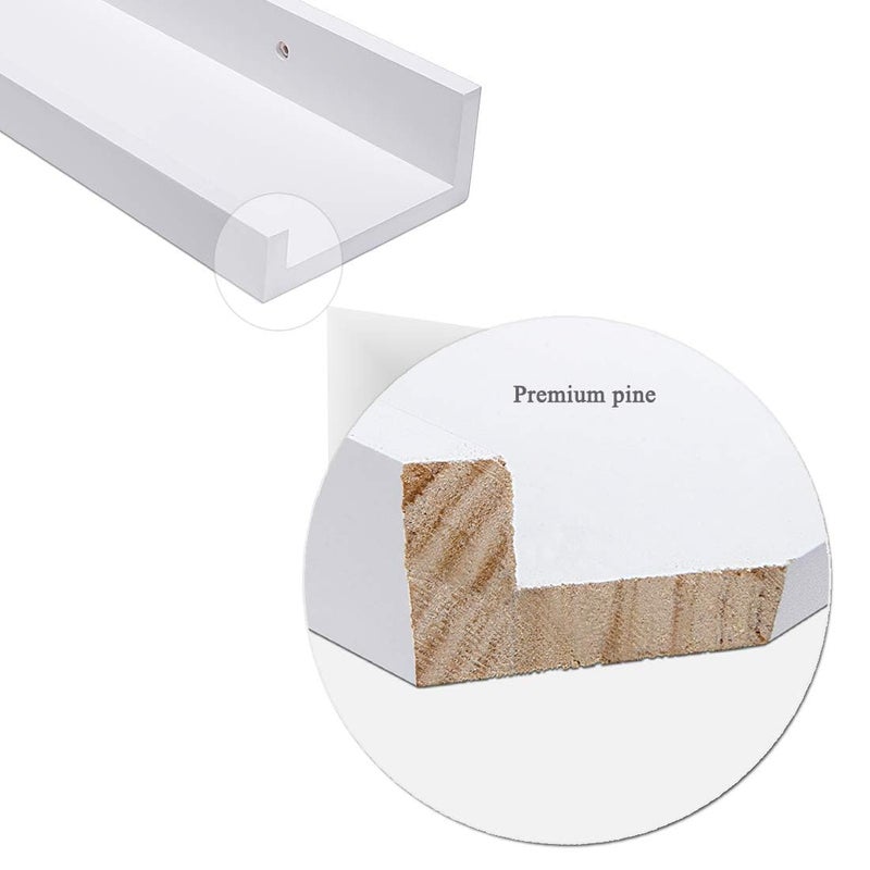 AZSKY 36 Inch Picture Ledge Shelf Floating Shelves Wall Mounted Set of 2 White - Image 2